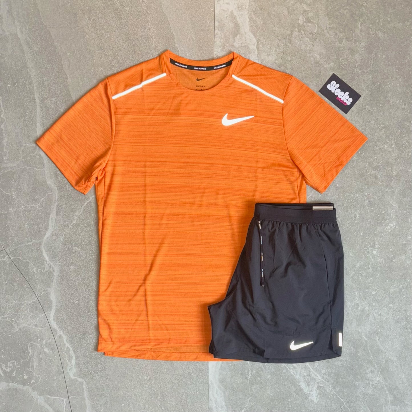 Nike Miler Set Alpha Orange/Black Stride Shorts