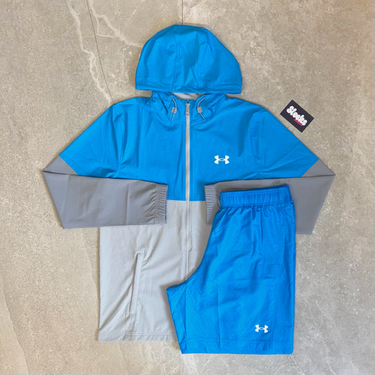 Under Armour Woven Jacket and Short Set Blue/Grey