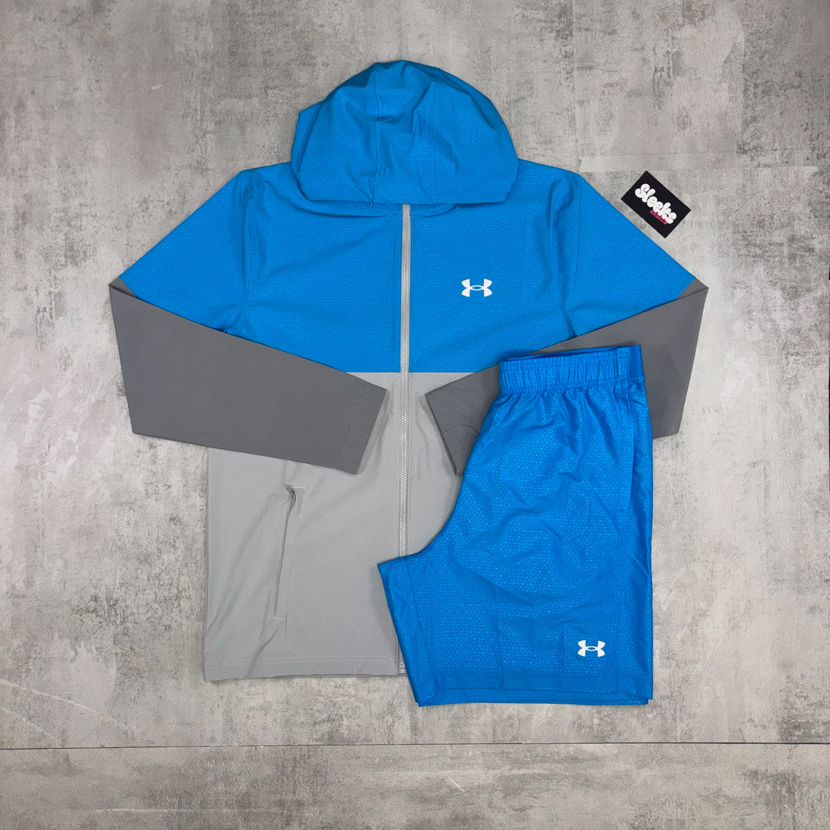 Under Armour Woven Jacket and Short Set Blue/Grey
