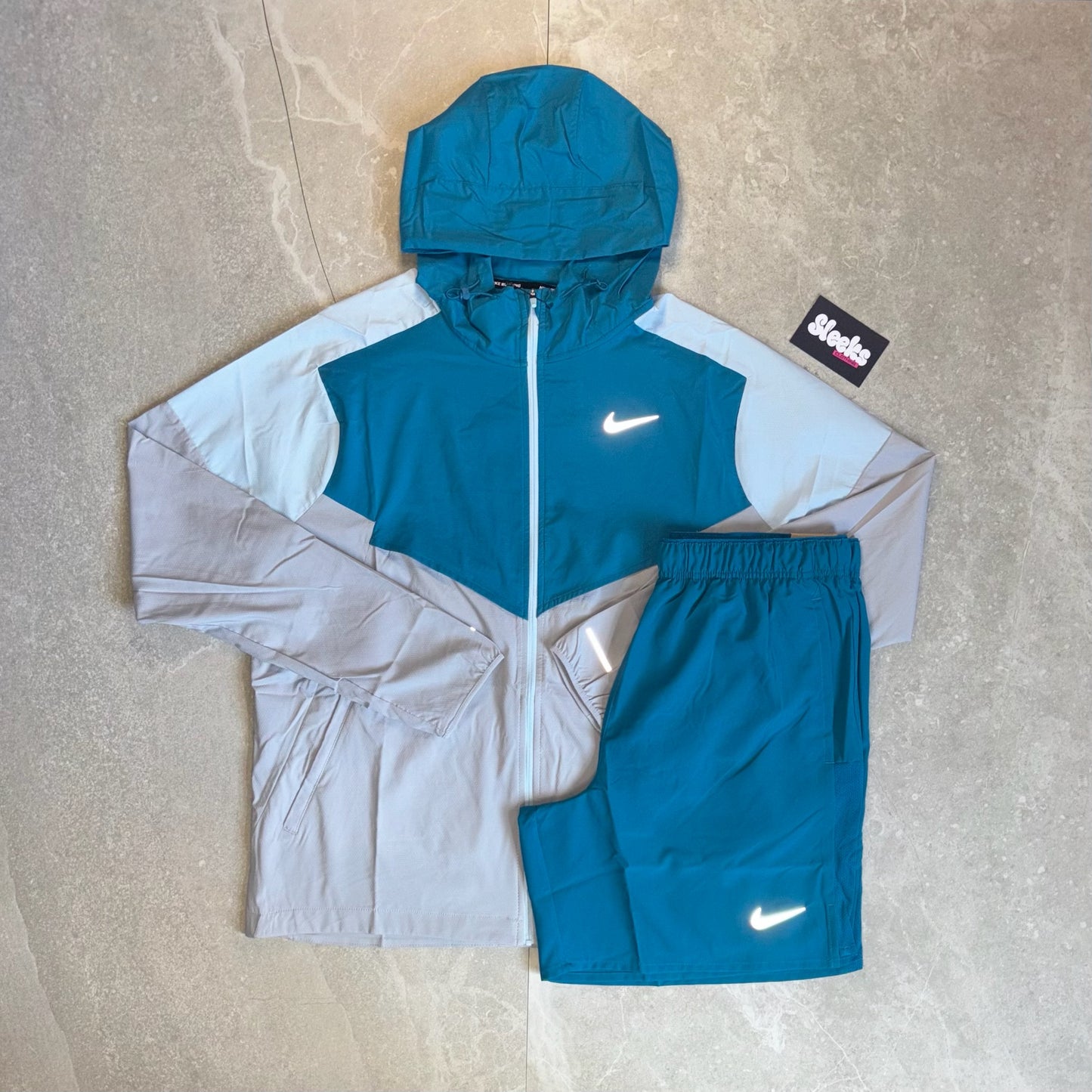 Nike Jacket and Short Set Green Abyss/Wolf Grey