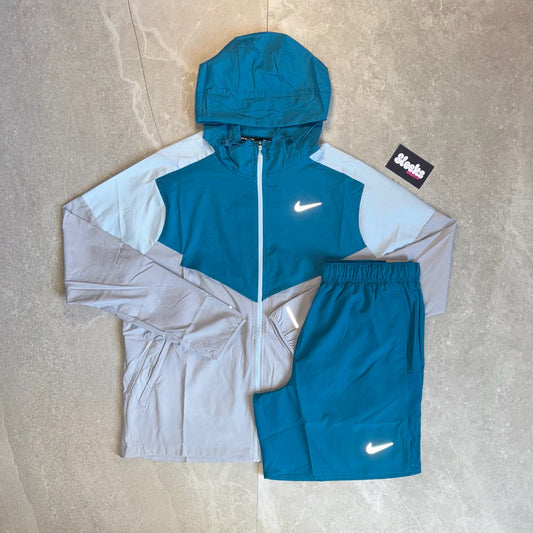 Nike Jacket and Short Set Green Abyss/Wolf Grey