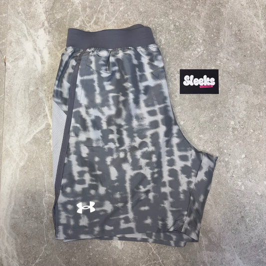 Under Armour Launch Print Shorts Grey Speckle